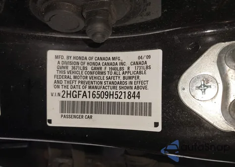 2009 Honda Civic Lx from USA, damaged, VIN 2HGFA16509H521844